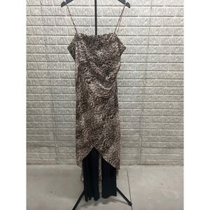 Lew Magram Collection Leopard Print Sequin High Low Gown Dress Size 14 L2881